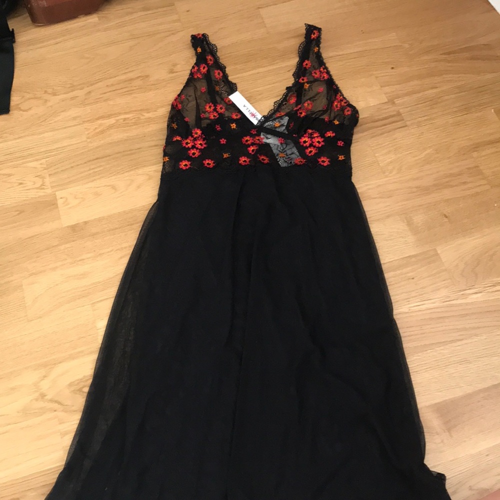 Cosabella sheer black nightie embroidered flowers